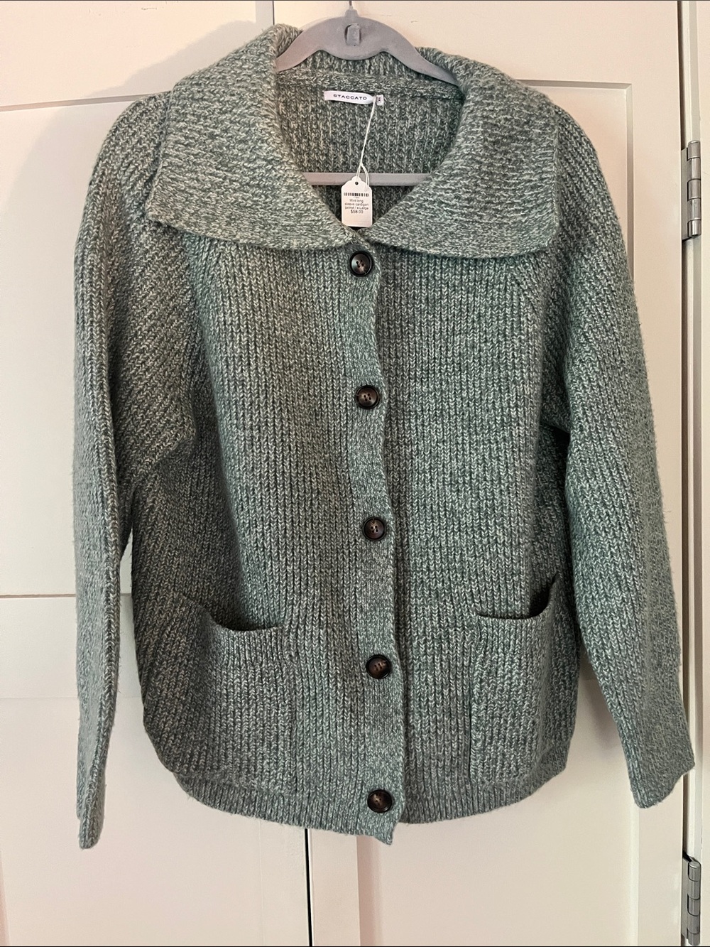 Staccato Sage Green Knit Button Cardigan